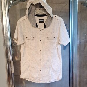 Carbon Speckled White Hooded Shirt